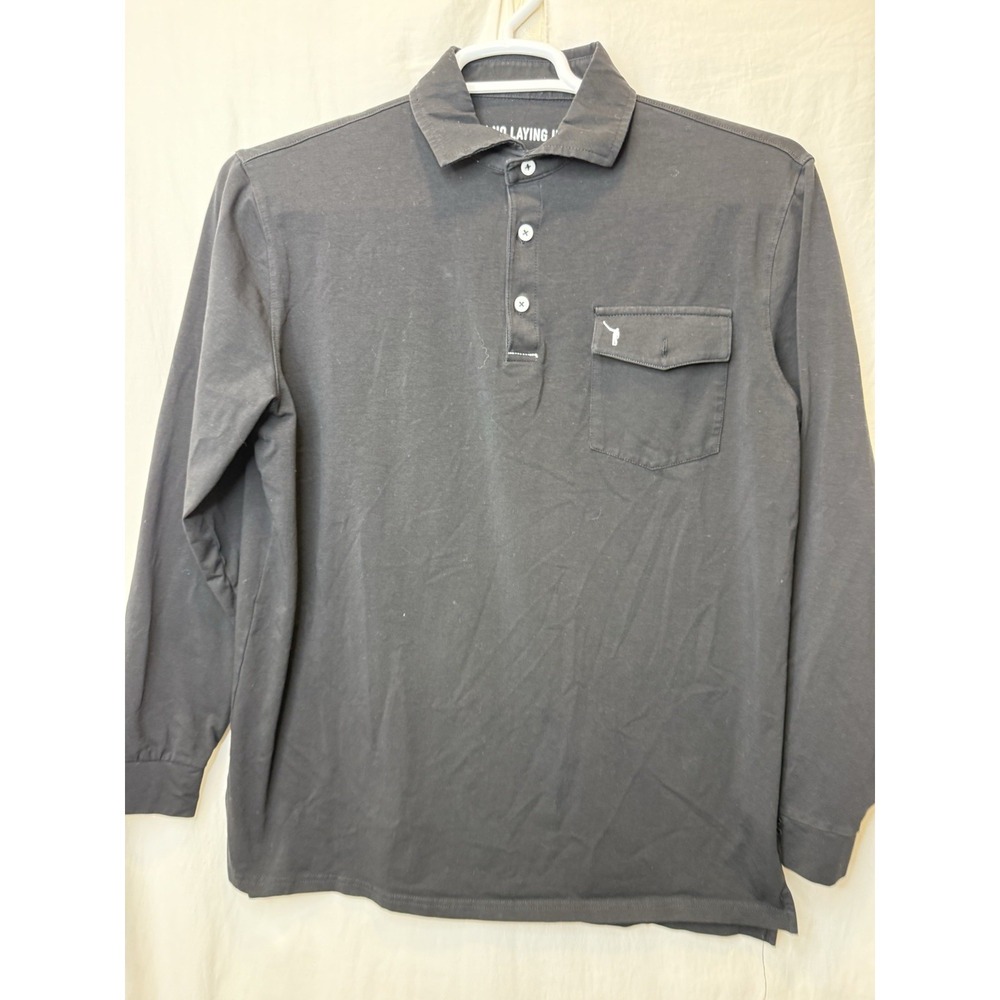 No Laying Up Golf Polo Shirt Mens L Large Black Long Sleeve Casual Logo